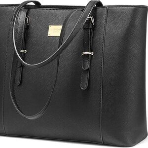 Laptop Bag for Women Large Office Handbags Briefcase Fits Up to 15.6 inch Black